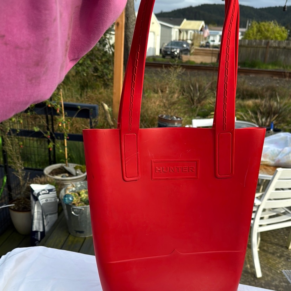 Hunter Red Tote Bag Rubber tote
